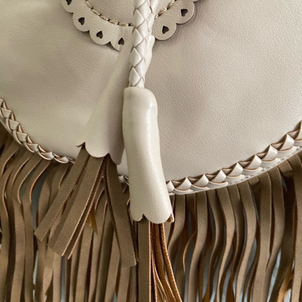 VENUS Beige and Brown Fringe Shoulder Bag - Picture 9 of 10